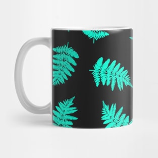 Turquoise Fern on Black Mug